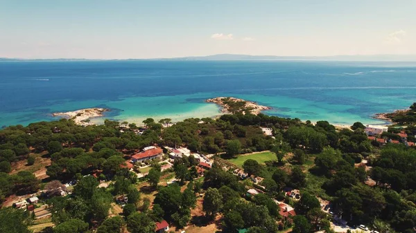 Karydi Beach Greece Seen Land Perspective Aerial View Dark Blue — стоковое фото