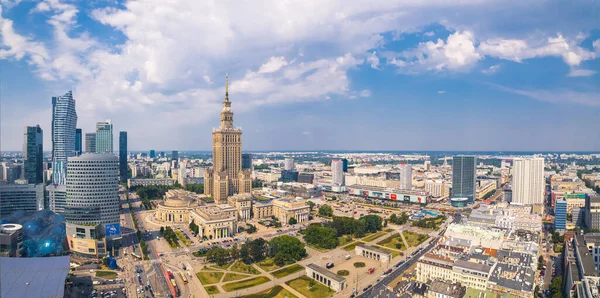 2022 Warsaw Poland Vide Panoramic Drone Shot Palace Culture Science — стокове фото