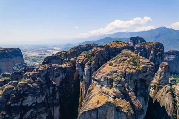 Aerial View Meteora Rocks Sunny Weather Greece High Quality Photo —  Fotos de Stock