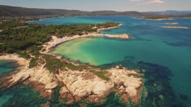 amazing view of Karydi Beach, Halkidiki Peninsula, Greece. High quality 4k footage