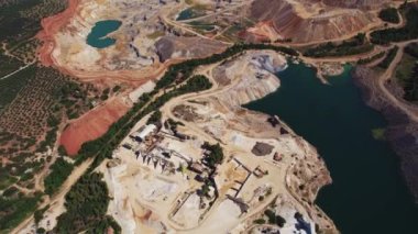 aerial view of open-pit-mine in Greece, human and environment concept. High quality 4k footage