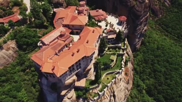Top View Orthodox Monastery Complex Meteora Greece High Quality Footage — Video