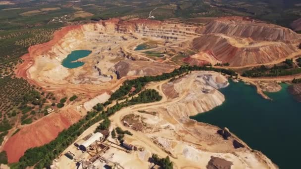 Scenic Drone Shot Open Mine Greece Human Impact Natural Environment — Stock Video