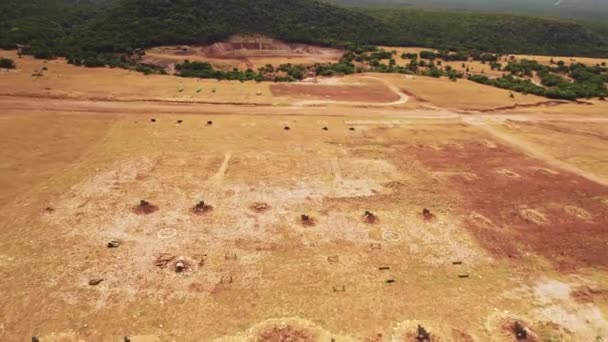 Drone Shot Military Training Site Shooting Range Greece High Quality — Vídeos de Stock