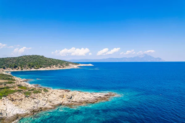 Восходящий Вид Пляж Паралия Греция Идеальное Место Лета Высокое Качество — стоковое фото