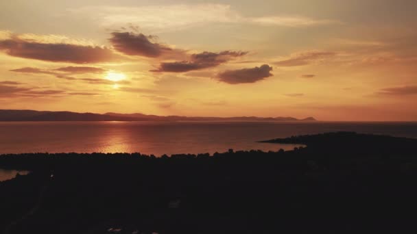 Greece Beautiful Scenic Sunset Aerial Drone View Sea Sunrise Peninsula — Stok video