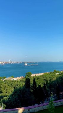 magnificent view of Bosphorus from Topkapi Palace, Istanbul, vertical video. High quality 4k footage