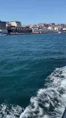 closeup view of Bosphorus from a ship, Istanbul, Turkey, vertical video. High quality 4k footage