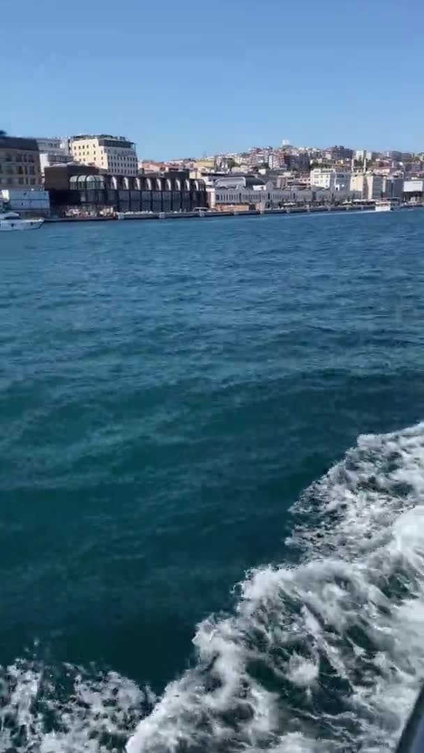Κοντινή Άποψη Του Βοσπόρου Από Πλοίο Κωνσταντινούπολη Τουρκία Κάθετο Βίντεο — Αρχείο Βίντεο