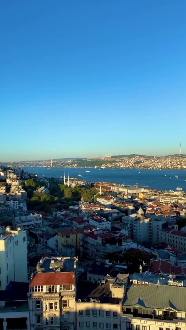Stunning View Galata Tower Istanbul Turkey Vertical Video High Quality — Video Stock
