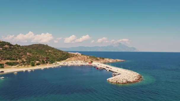Fishing Port Sarti Coast Aegean Sea Peninsula Sithonia Chalkidiki Macedonia — Vídeo de Stock