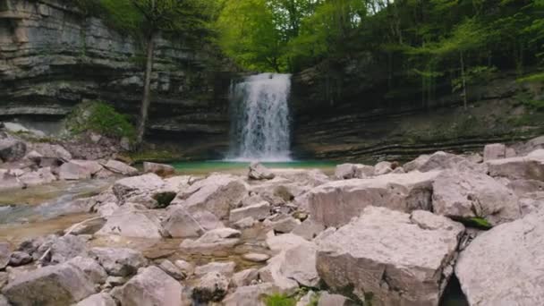 Natural Monument Imereti Region Georgia Small Waterfall Okatse River Scenic — Stock Video