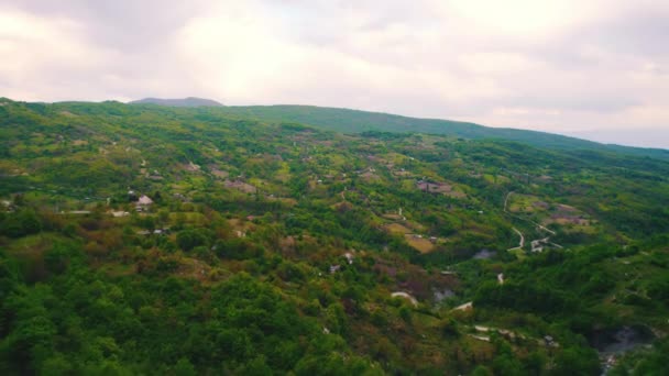 Scenic Drone Shot Green Fields Hills Georgia High Quality Footage — Video Stock