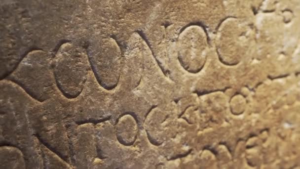 Ancient Greek Manuscript Engraved Stone Inscription Ancient Greek High Quality — Vídeo de Stock