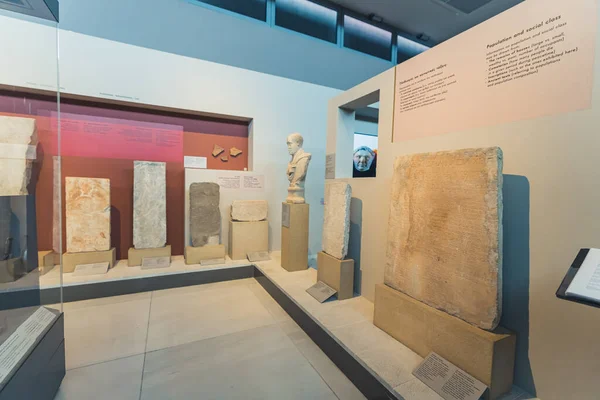 2022 Thessaloniki Greece Archaeological Museum Thessaloniki Big Pieces Stone Walls — Foto Stock