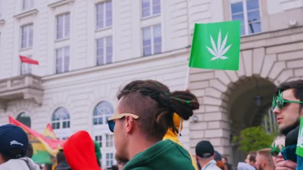 2022 Warsaw Poland Legal Marijuana Manifestation European City Numerous Young — Stockvideo