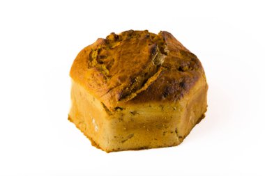 Octangular whole grain bread isolated on white background. Unusually shaped loaf of dark bread with amazing crust. Horizontal studio shot. High quality photo