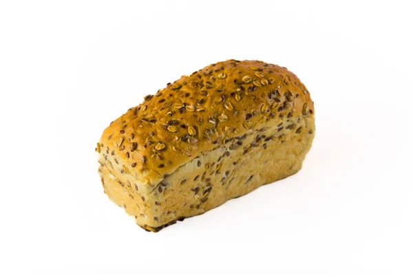 Uneven Tasty Freshly Baked Loaf Whole Grain Bread Oats Flaxseed — Stock Fotó