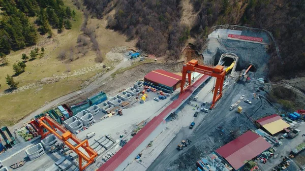 birds-eye view of the tunnel construction, Georgia country. High quality photo