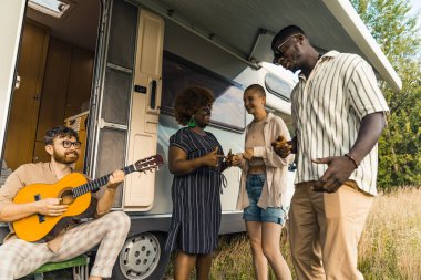 nice summer evening and friends. High quality photo