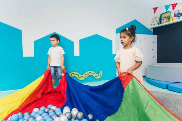 Toddlers Engaged Sensory Play Ball Pit Balls Nursery School Kids — Fotografia de Stock