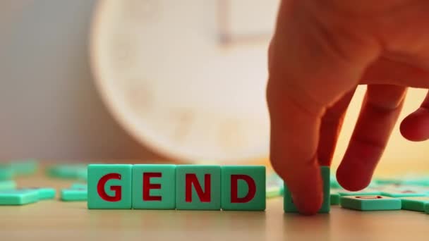Word Gender Made Colorful Scrabble Tiles Every Young Person Regardless — Stockvideo