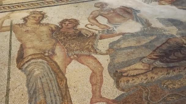 2022 Thessaloniki Greece Beautiful Ancient Piece Greek Floor Shown Archaeological — Αρχείο Βίντεο