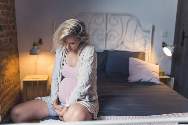 Mature Pregnant Woman Struggling Insomnia Tiredness Fatigue Last Months Pregnancy — Stock Photo, Image