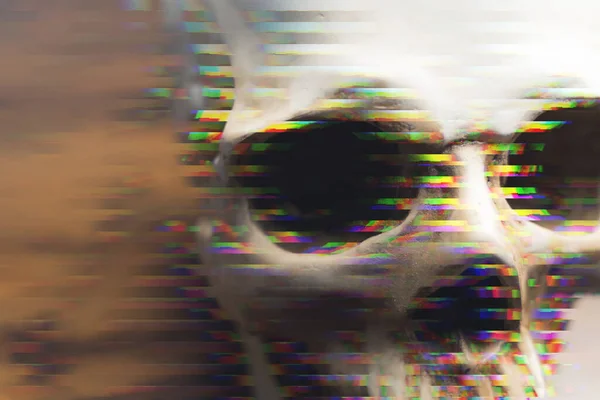 Kleurrijke Pixel Chromatische Aberratie Witte Obscure Menselijke Schedel Wazige Achtergrond — Stockfoto