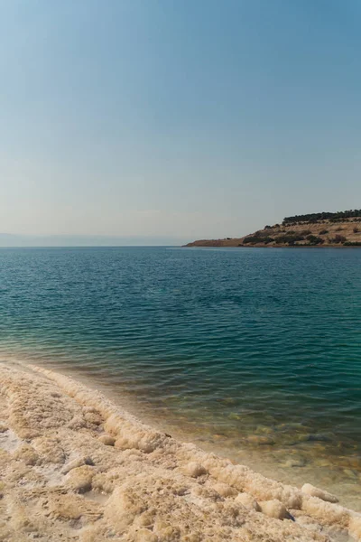 Крупный План Побережья Мертвого Моря Иордании Природная Достопримечательность Голубая Пресная — стоковое фото
