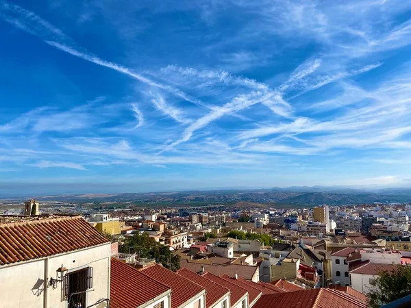 magnificent high-angle view of the city of Jaen, known as the World Capital of Olive Oil, because it is the biggest producer of the oil. High quality photo