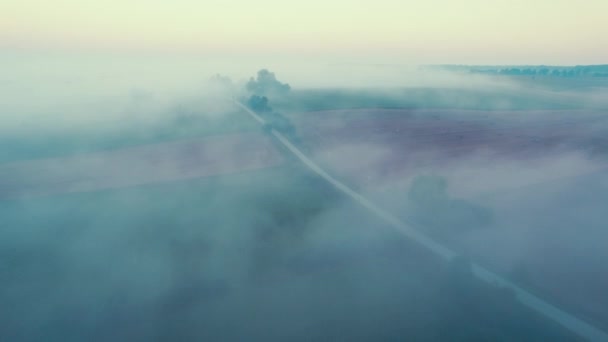 Drone Luchtfoto Panoramische Slow Motion Clip Van Pittoresk Landschap Bedekt — Stockvideo