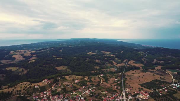 Pandangan Udara Drone Breathtaking Dari Paliouri Kassandra Yunani Hubungan Antara — Stok Video