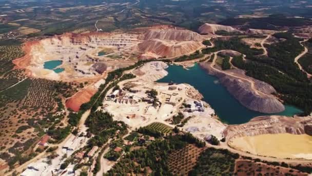 Begrip Minerale Hulpbron Drone Luchtfoto Van Open Cast Griekenland Niet — Stockvideo