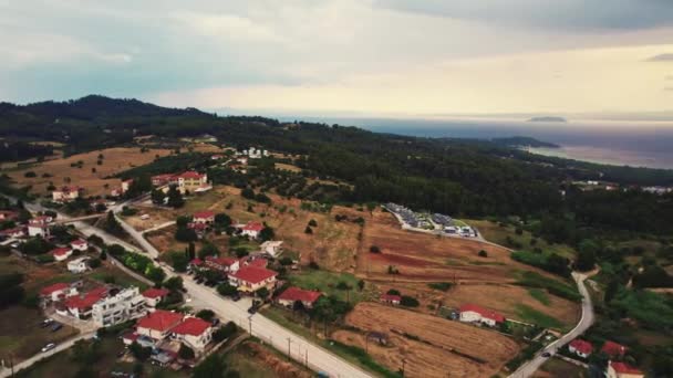 Desa Tradisional Paliouri Kassandra Selatan Pemandangan Yunani Dilihat Dari Perspektif — Stok Video