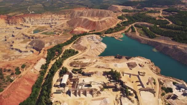Otevřený Důl Jako Proces Těžby Zdrojů Zpomalený Výstřel Vzdušného Bezpilotního — Stock video