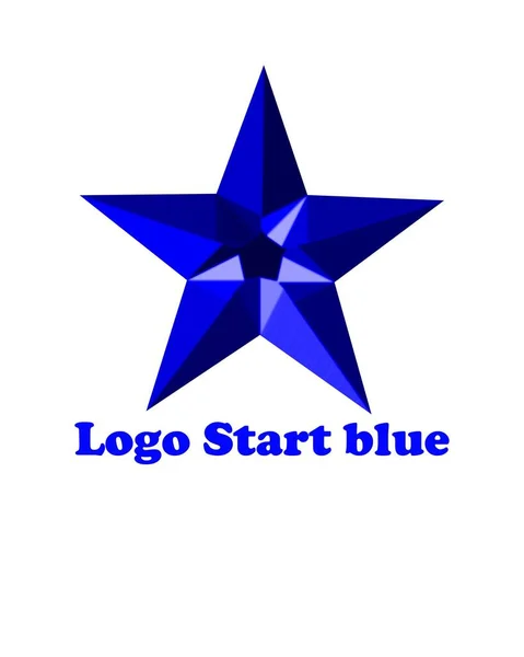 Design Logotipo Estrela Azul Fundo Branco — Fotografia de Stock