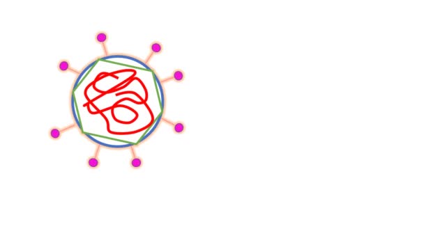 바이러스는 바이러스 면역을 설명하기 주사기 로고와 바이러스 형태의 애니메이션으로 홍역을 — 비디오