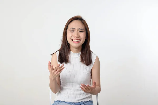 Junge Attraktive Asiatische Chinesische Malaiische Frau Posieren Gesicht Körperausdruck Modus — Stockfoto