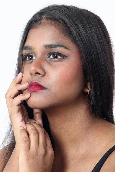 Mladý Atraktivní Asijské Indický Žena Pózovat Tvář Výraz Mód Emoce — Stock fotografie