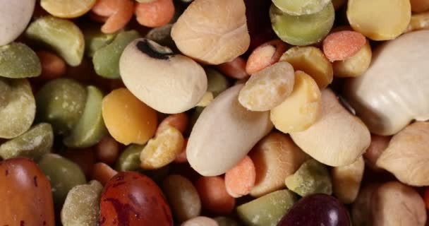 Makro Nahaufnahme Drehen Mixed Beans Multicorn Bunte Mischung — Stockvideo