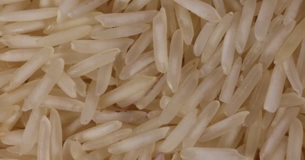 Makro Nahaufnahme Rotierenden Weißen Reis Mit Langen Körnern — Stockvideo