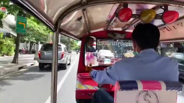 Bangkok Tailândia Maio 2022 Passeio Rápido Tuk Tuk Famoso Transporte — Vídeo de Stock