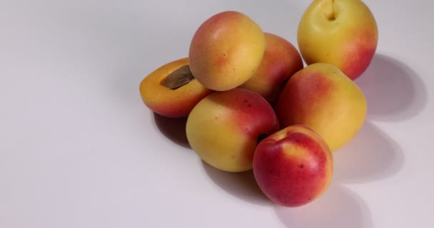 Fresh Ripe Juicy Yellow Orange Red Apricot Fruit Pile Whole — Vídeo de stock