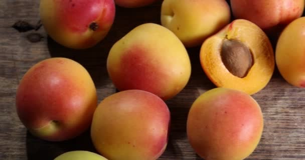 Fresh Ripe Juicy Yellow Orange Red Apricot Fruit Pile Whole — Stok video