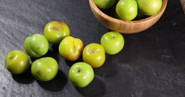 Small Mini Green Fresh Juicy Plum Fruit — Video