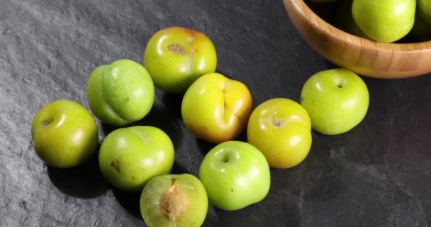 Small Mini Green Fresh Juicy Plum Fruit — Video