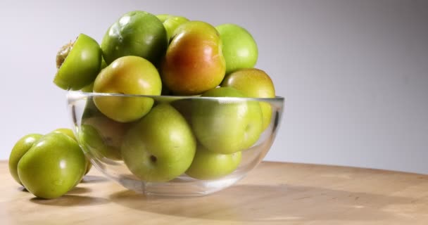 Small Mini Green Fresh Juicy Plum Fruit — Video