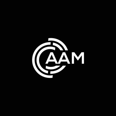 Siyah arkaplanda AAM harfi logosu tasarımı. AAM yaratıcı harfler logosu konsepti. AAM harf tasarımı.