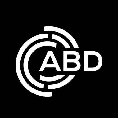 Siyah arka planda ABD harfi logo tasarımı. ABD yaratıcı harflerin baş harfleri logo kavramı. ABD harf tasarımı.